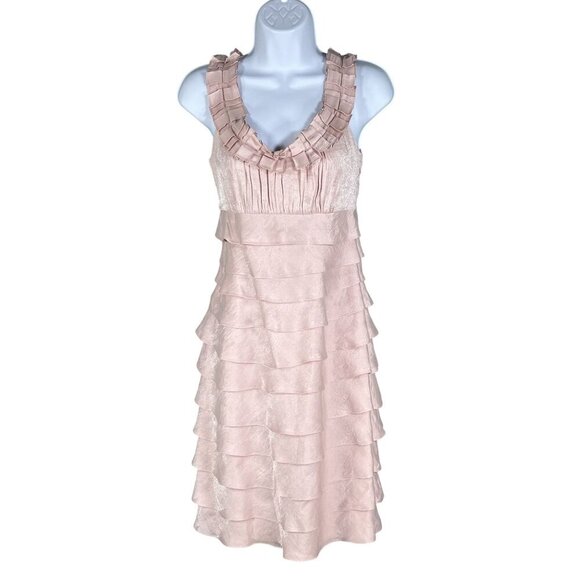 Ruffle Tiered Sleeveless Blush Pink Womens 4 Easter Spring Dress By London Times - Picture 1 of 15